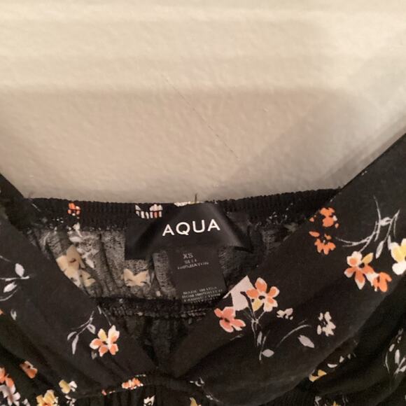 Aqua Boho Chic Black Maxi Dress with Flowers in Size XS. Preloved. - Picture 3 of 4